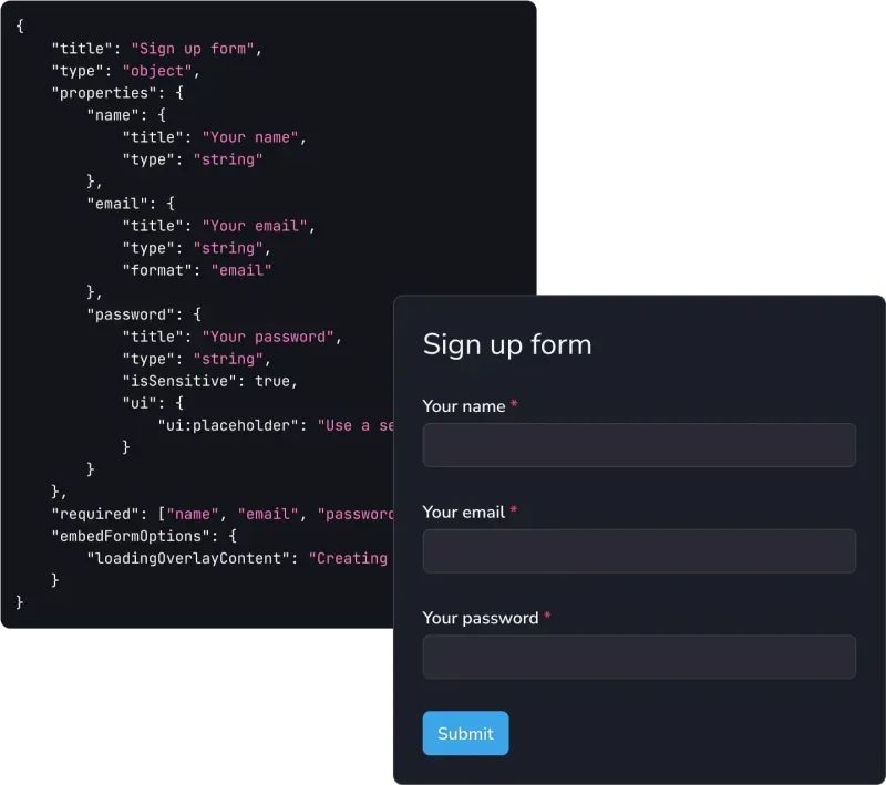 Forms can be defined to ask for any needed information, and each submit will run the JavaScript or Python code you need: